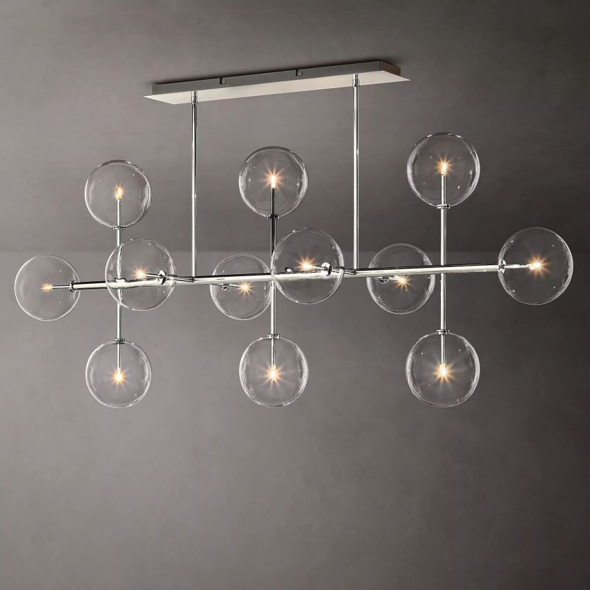 Glass Globe Modern Linear Chandelier 72"