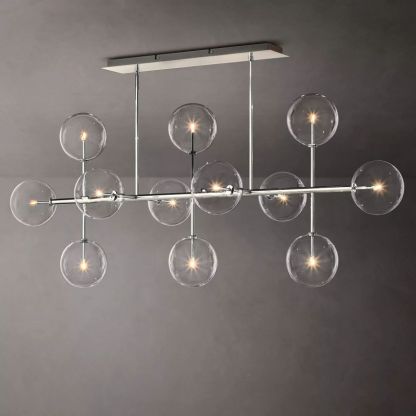 Glass Globe Modern Linear Chandelier 72"