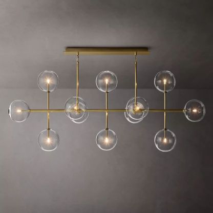 Glass Globe Modern Linear Chandelier 72"