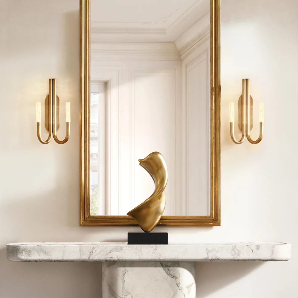 Minimalist Midcentury Brass Wall Sconce