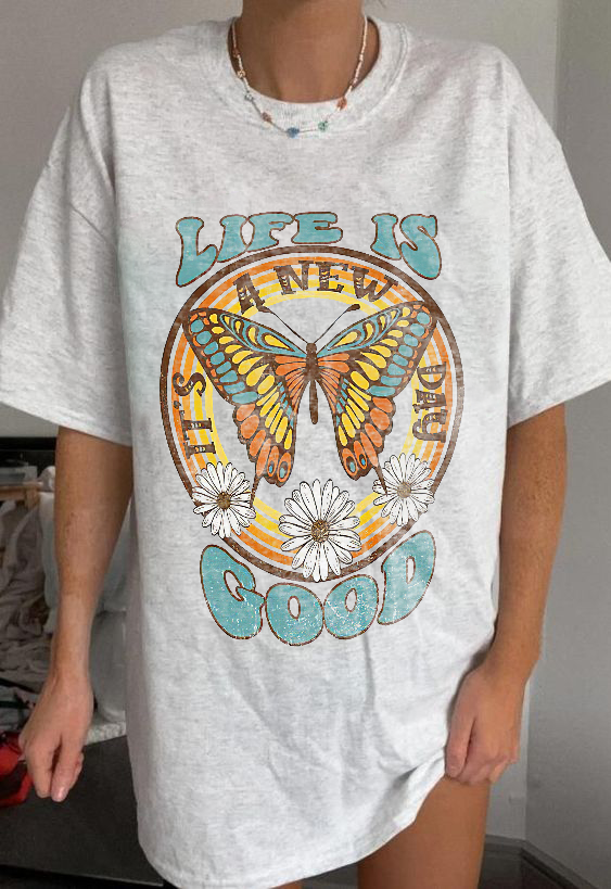 Life is good Printed Oversized Unisex T-shirt