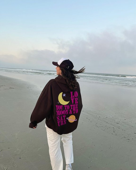 Love you to the moon& to saturn Printed Women's Hoodie