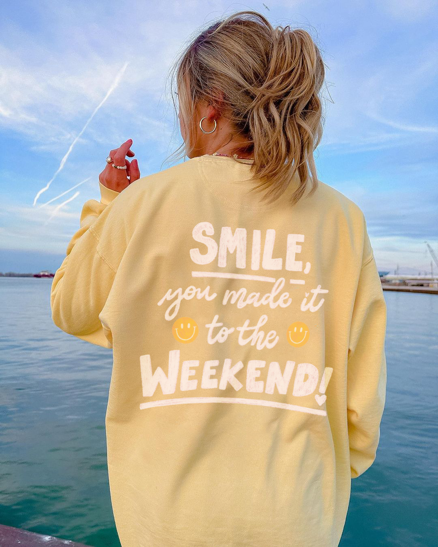 Smile,you made it to the weekend Printed Women's Sweatshirt