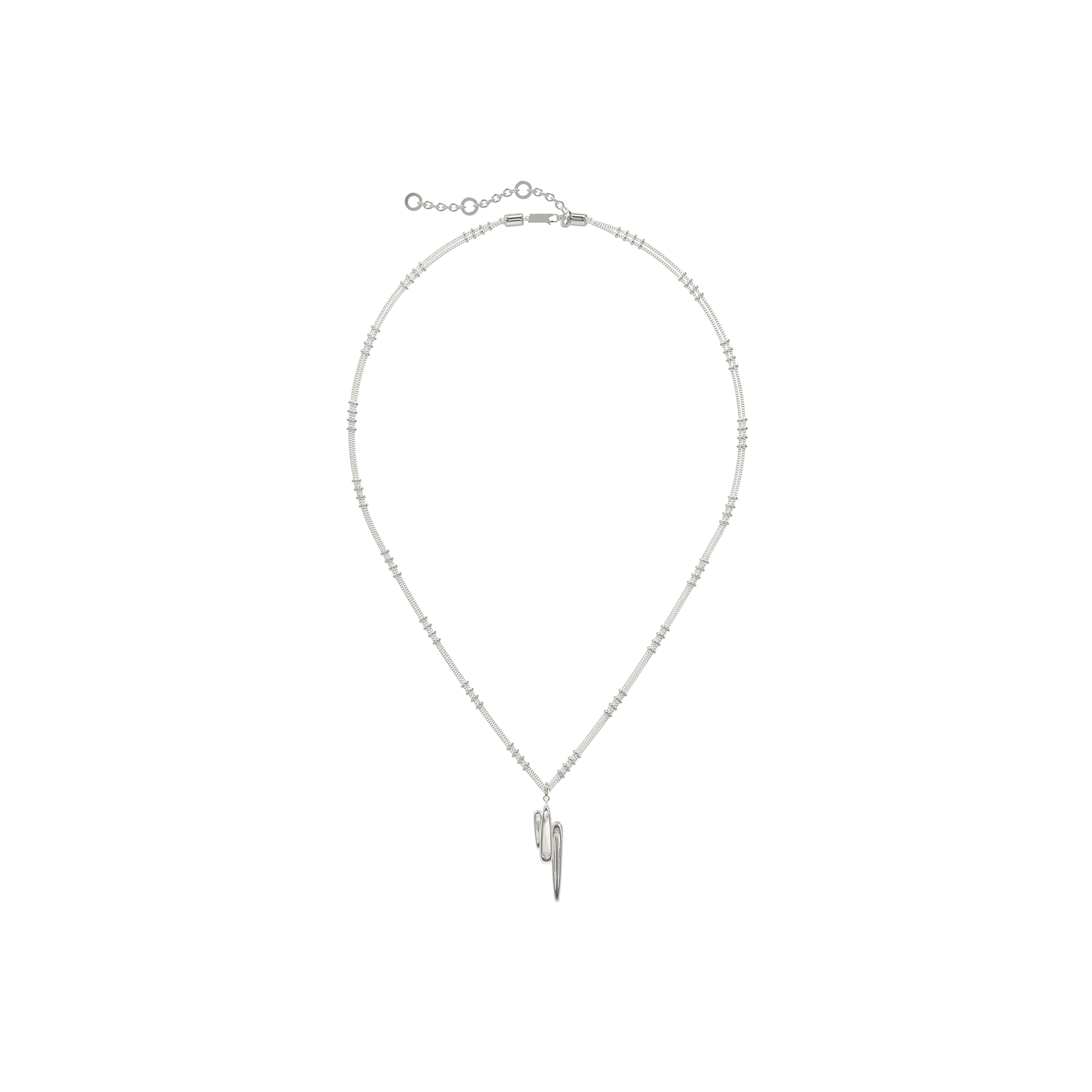DOUBLE LOOP LONG NECKLACE - WHITE SHELL WATER DROP PENDANT A