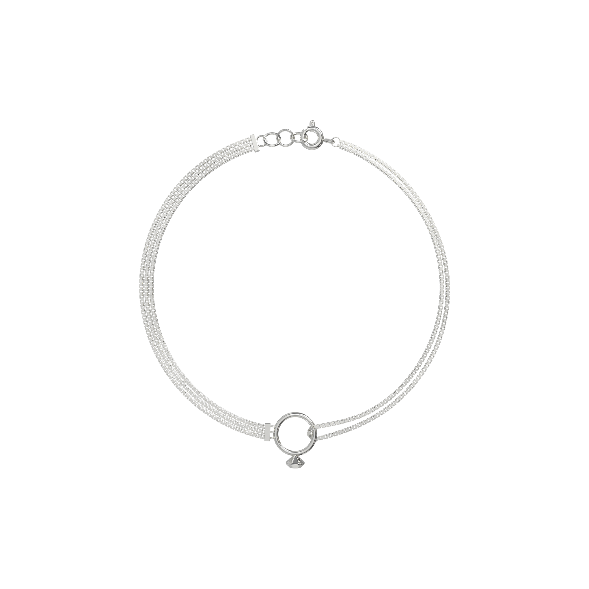 MIRROR WEDDING RING WITH CLAVICLE CHAIN