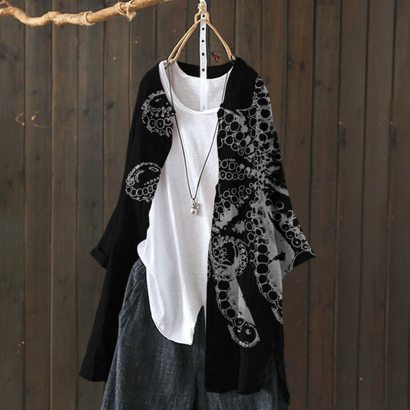 Vintage Japanese Octopus Tentacle Print Cardigan