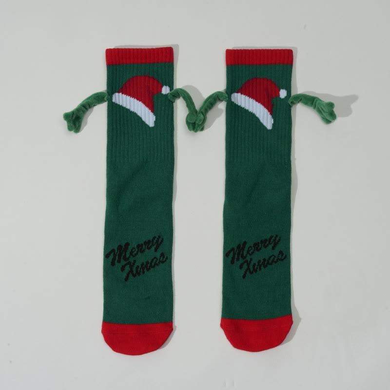 Christmas Middle Tube Socks Couple Cotton Socks - Green - One Size - image 4