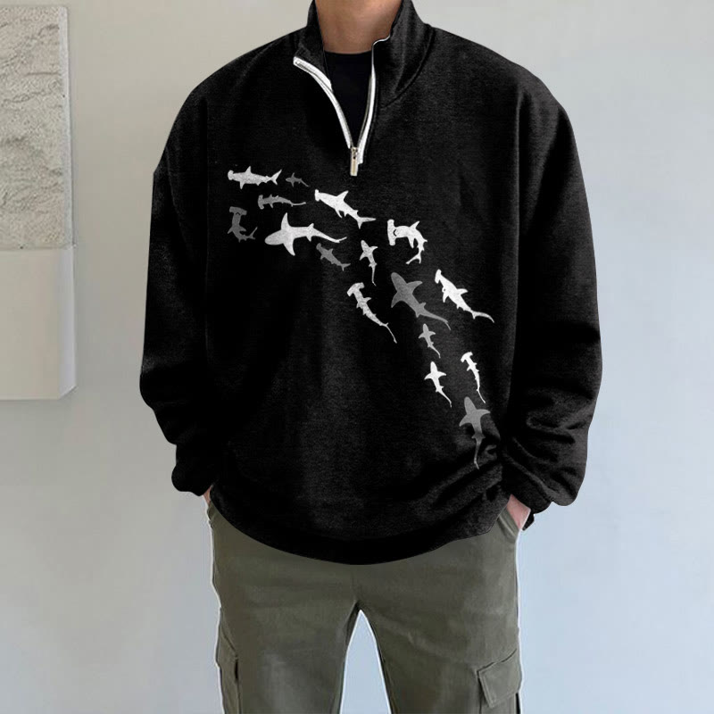 Japanese Art Octopus And Crab Print Long Sleeve Zipper Sweatshirt - Black - 5XL - image 4