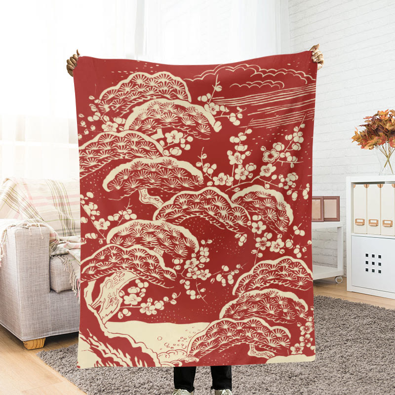 Japanese Art Plum Blossom Art Print Blanket - image 2