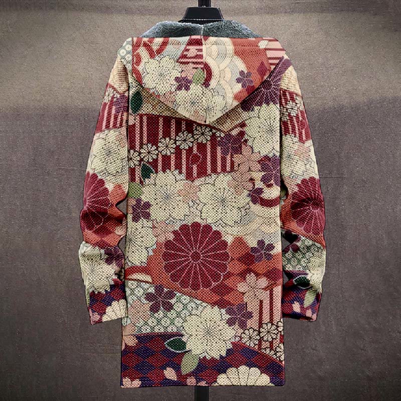 Colorfu Vividl Floral Art Print Unisex Plush Thick Long-sleeved Fleece Jacket Coat - image 3