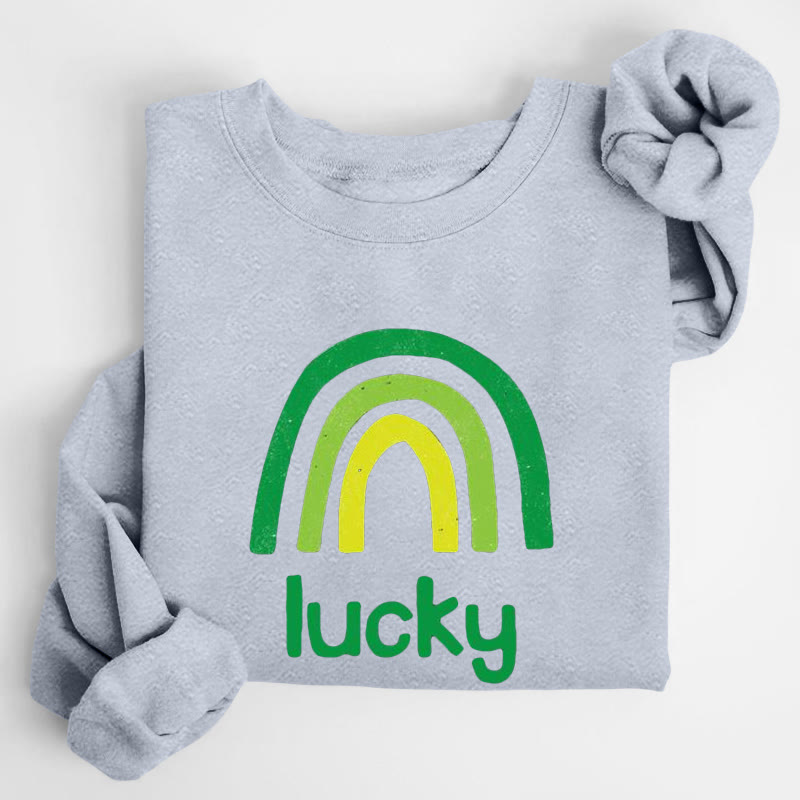 St. Patrick's Day Lucky Rainbow Print Crew Neck Sweatshirt - Grey - US16-18(2XL) - image 4