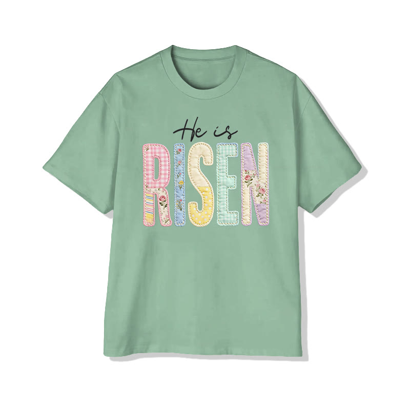 Christian He Is Risen Pattern Print Pattern Cotton Print T-shirt - Light Green - US16-18(2XL) - image 14