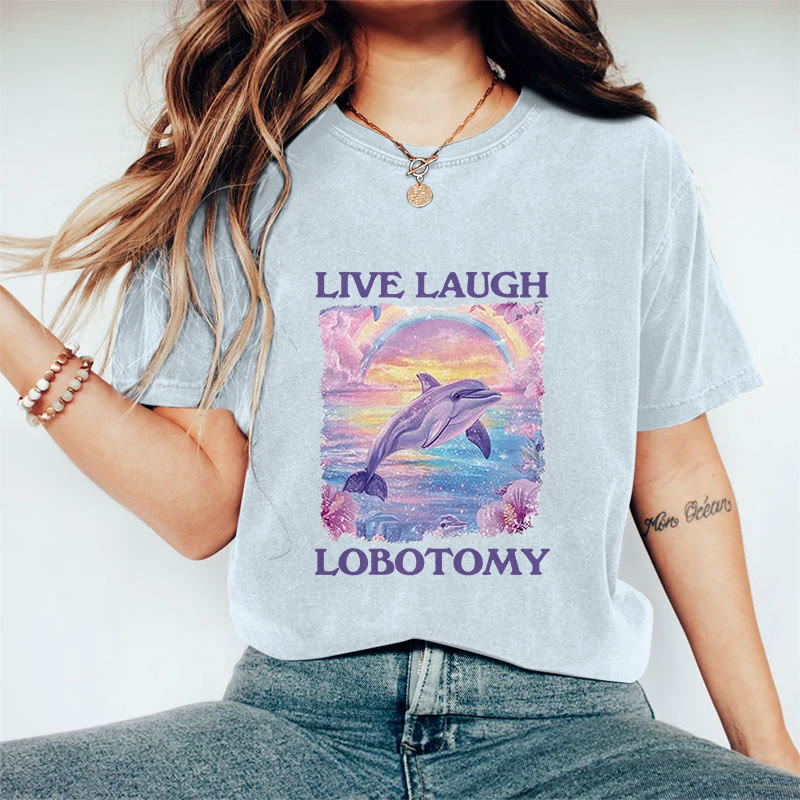 100% Cotton Live Laugh Lobotomy T-shirt - Blue - 2XL - image 8