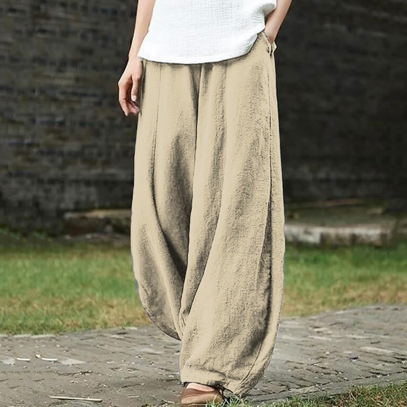 Casual Plain Drawstring Pocket Pants - Apricot - 5XL - image 12