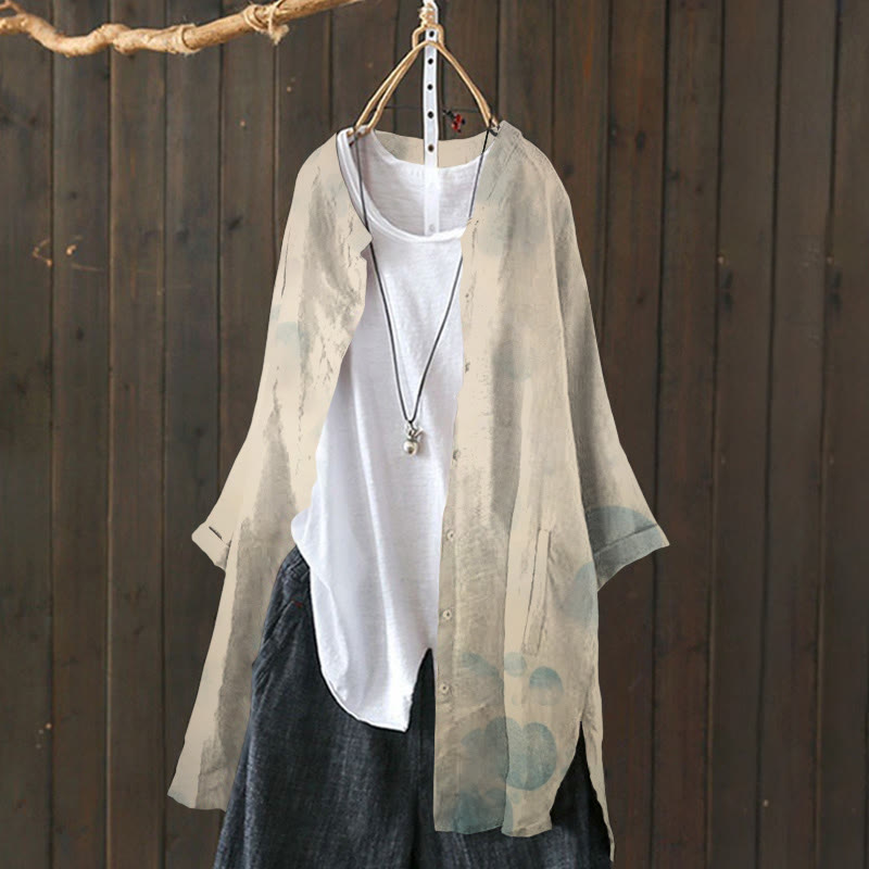 Retro Plum Blossom Dragonfly Japanese Art Print Cardigan - image 2