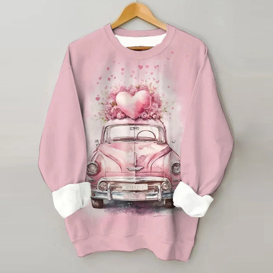 Car Art Print Vintage Crewneck Sweatshirt - Pink - 5XL - image 1