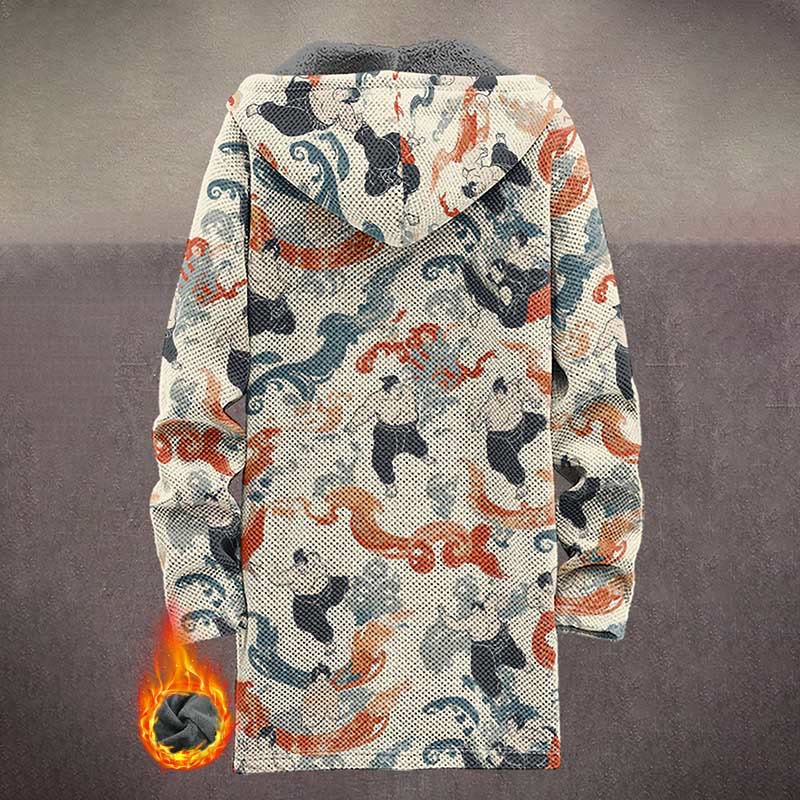 Japanese Mystical Mural Pattern Print Unisex Plush Thick Long-sleeved Fleece Jacket Coat - image 3