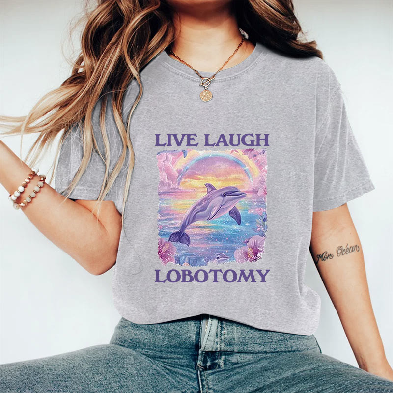 100% Cotton Live Laugh Lobotomy T-shirt - Grey - 2XL - image 4
