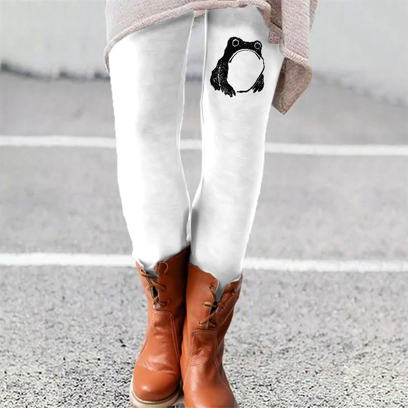 Frog Ancient Japanese Art Print Leggings - White - 5XL - image 4