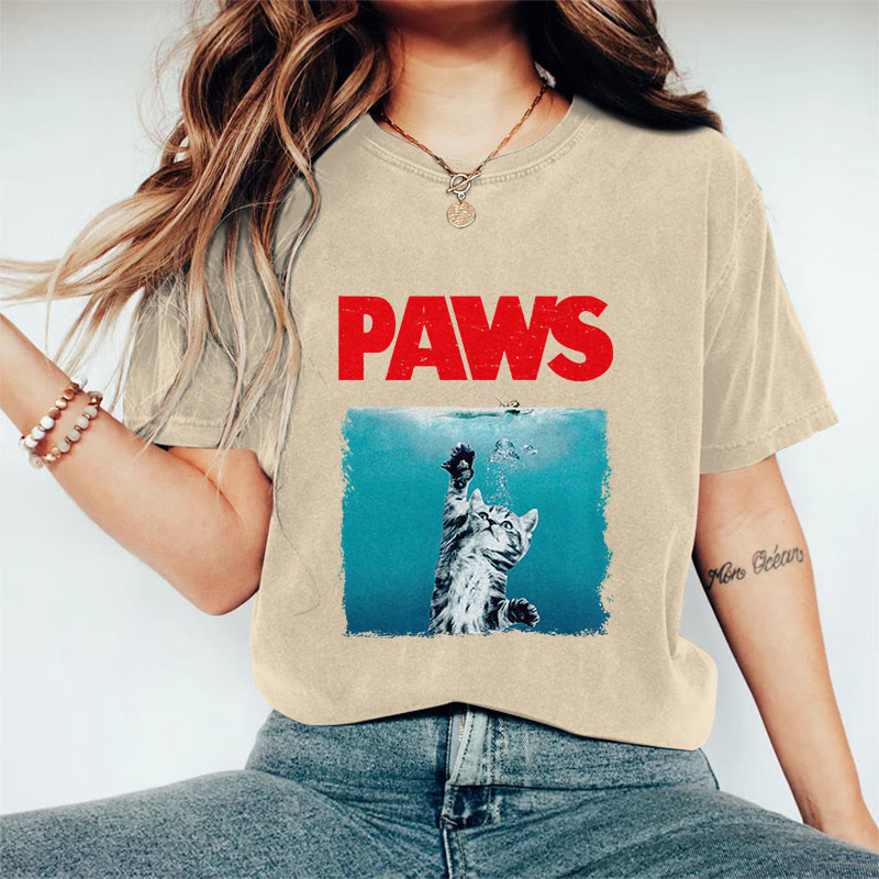 100% Cotton Paws Kitten Jaws Cute Cat Fun T-shirt - Apricot - 2XL - image 2