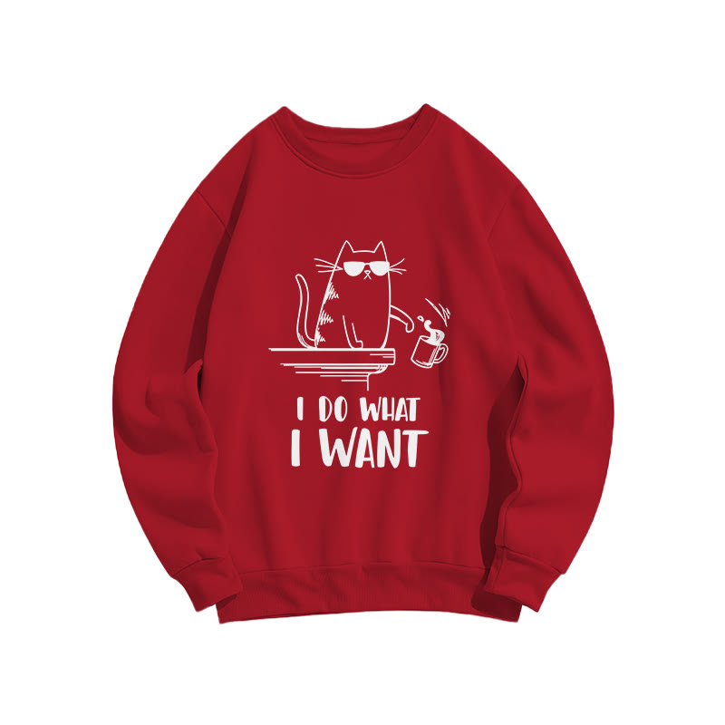 Unisex I Do What I Want Slogan Print Long Sleeve Crew Neck Sweatshirt - Red - US16-18(2XL) - image 7