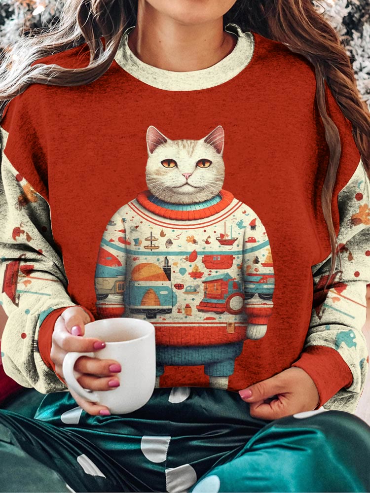 Cat on sale print sweater