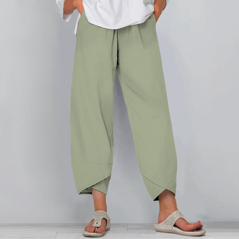 Casual Solid Color Women's Pants - Light Green - 8XL - image 4