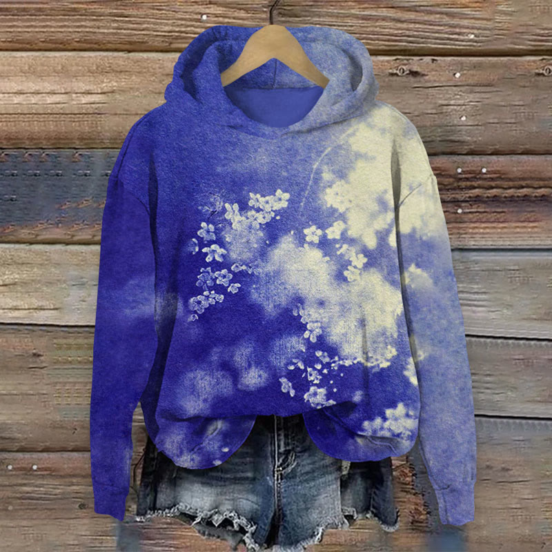 Gradient Dye Floral Print Long Sleeve Hoodie - image 4