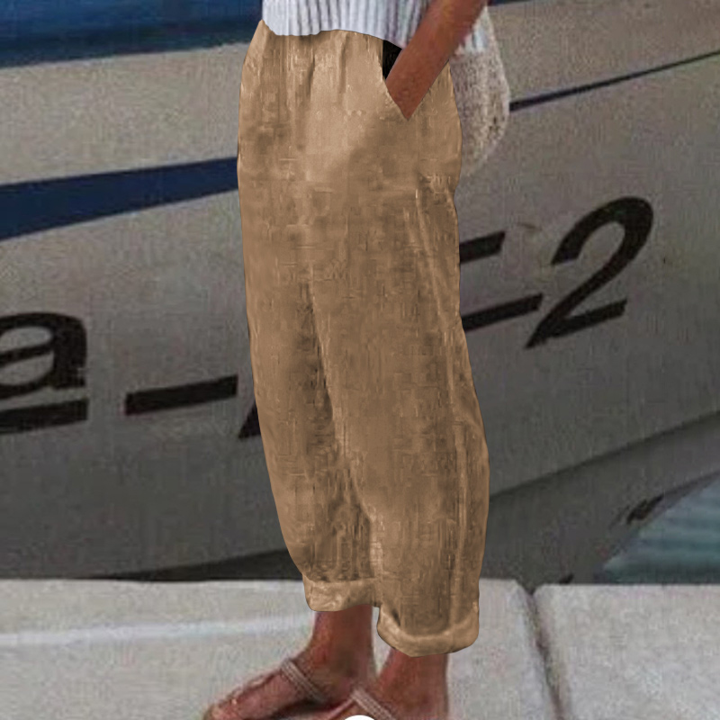 Solid Color Casual Pocket Pants  - Khaki - 5XL - image 1