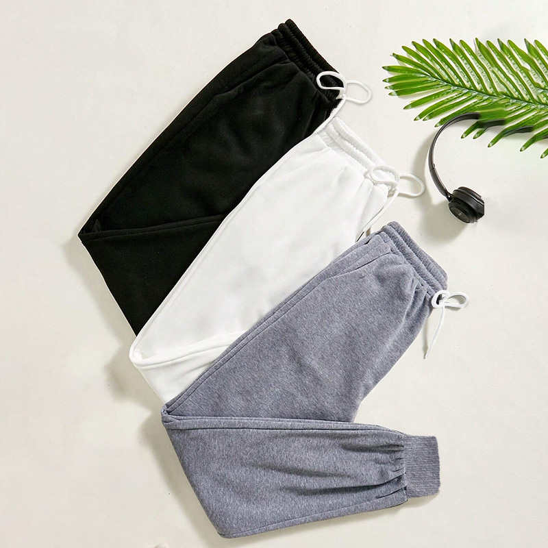 Solid Color Casual Sports Drawstring Sweatpants - image 2