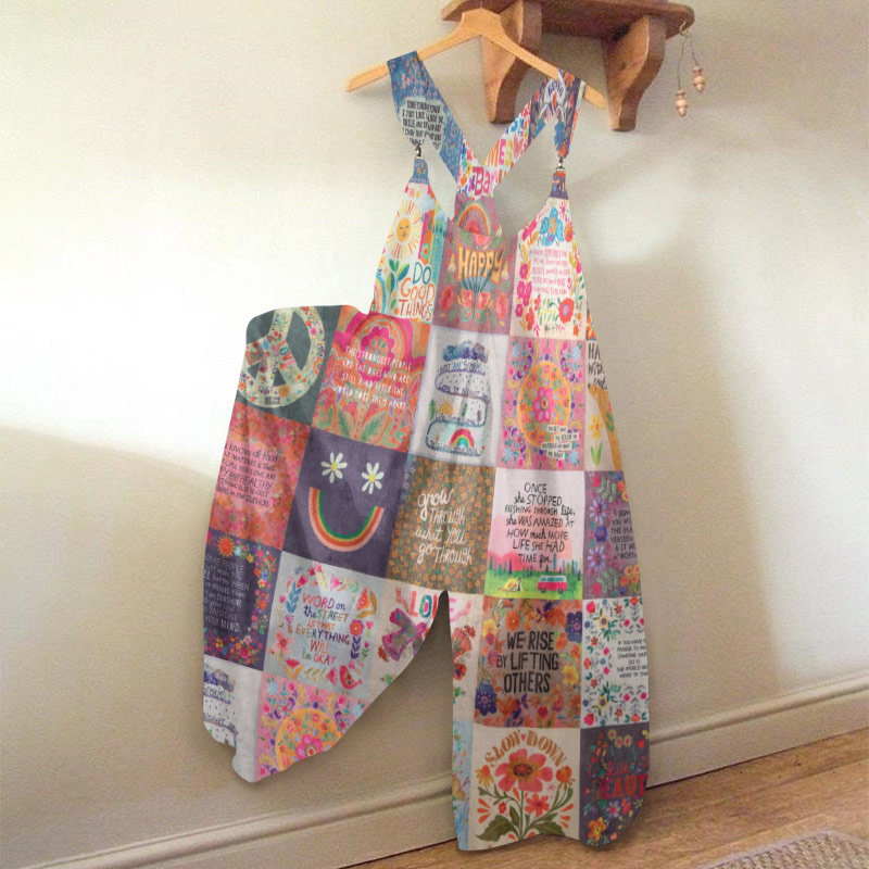 Hippie Resort Bohemian Floral Print Loose Jumpsuit