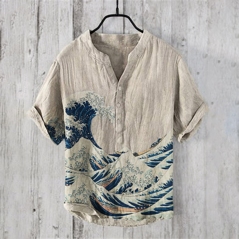 The Great Wave Off Kanagawa Vintage Print Shirt