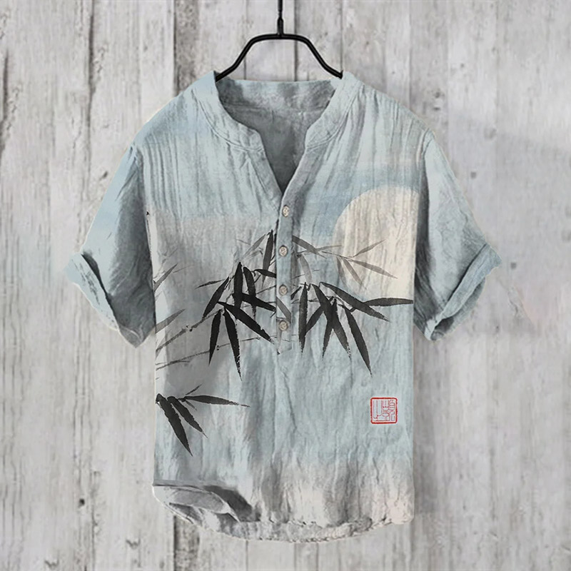 Bamboo & Moon Japanese Art Print Shirt