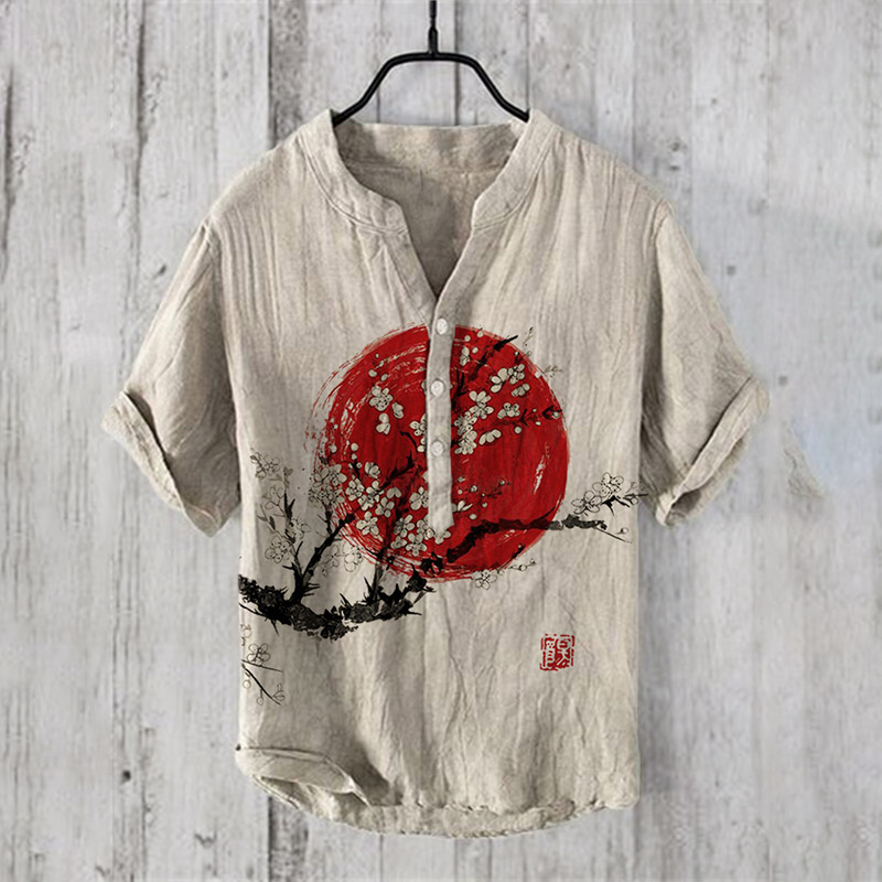 Plum Blossom Sunrise Japanese Art Print Shirt