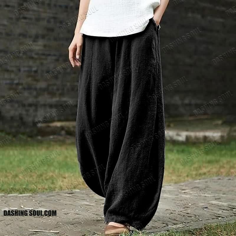 Casual Plain Drawstring Pocket Pants 