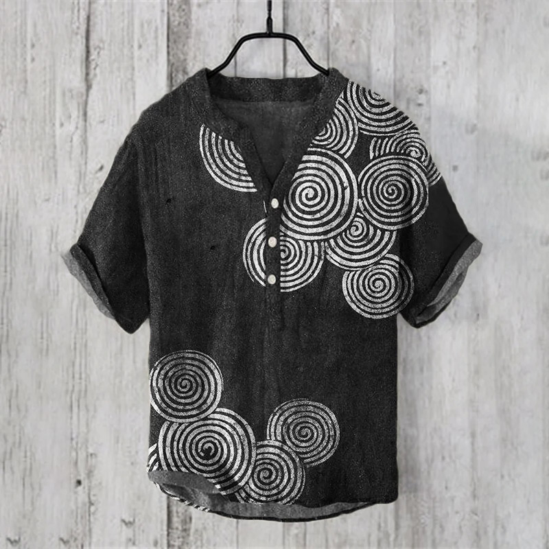 Sea Waves Ripples Japanese Lino Art Print Shirt