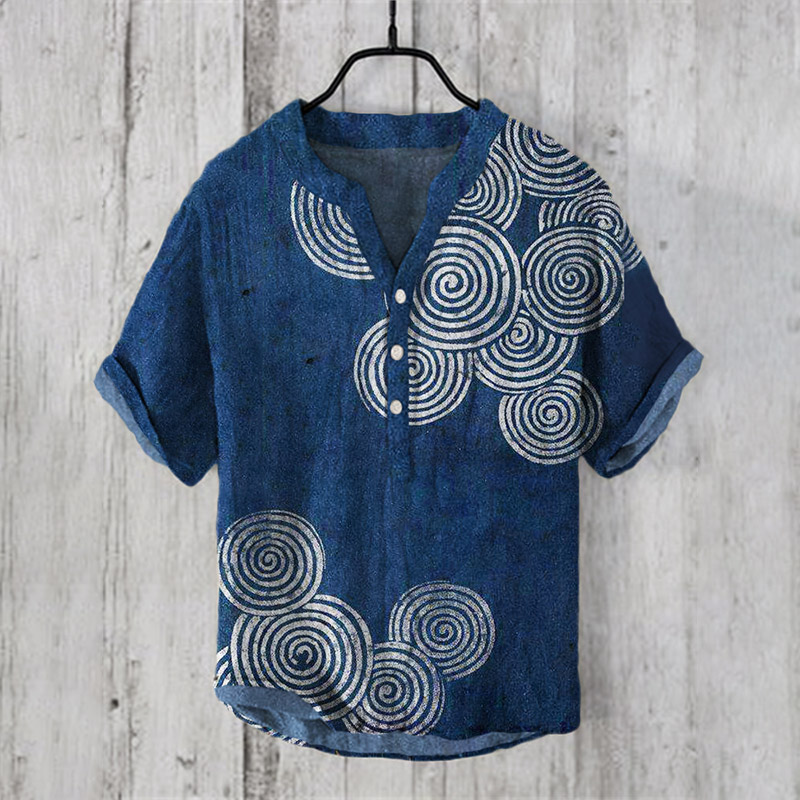 Sea Waves Ripples Japanese Lino Art Print Shirt