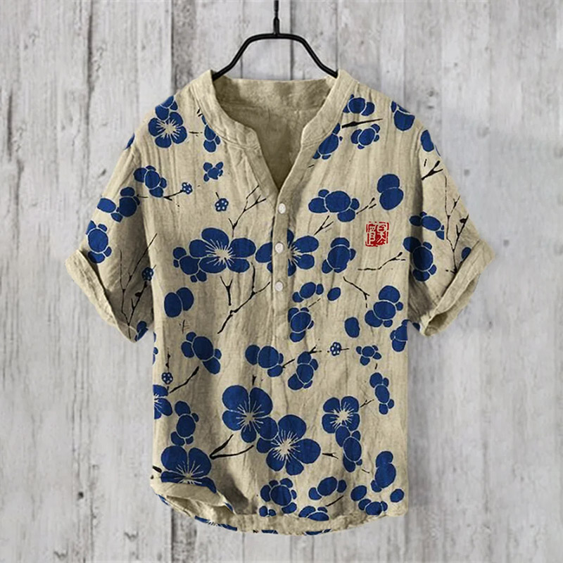 Cherry Blossom Japanese Lino Art Print Shirt