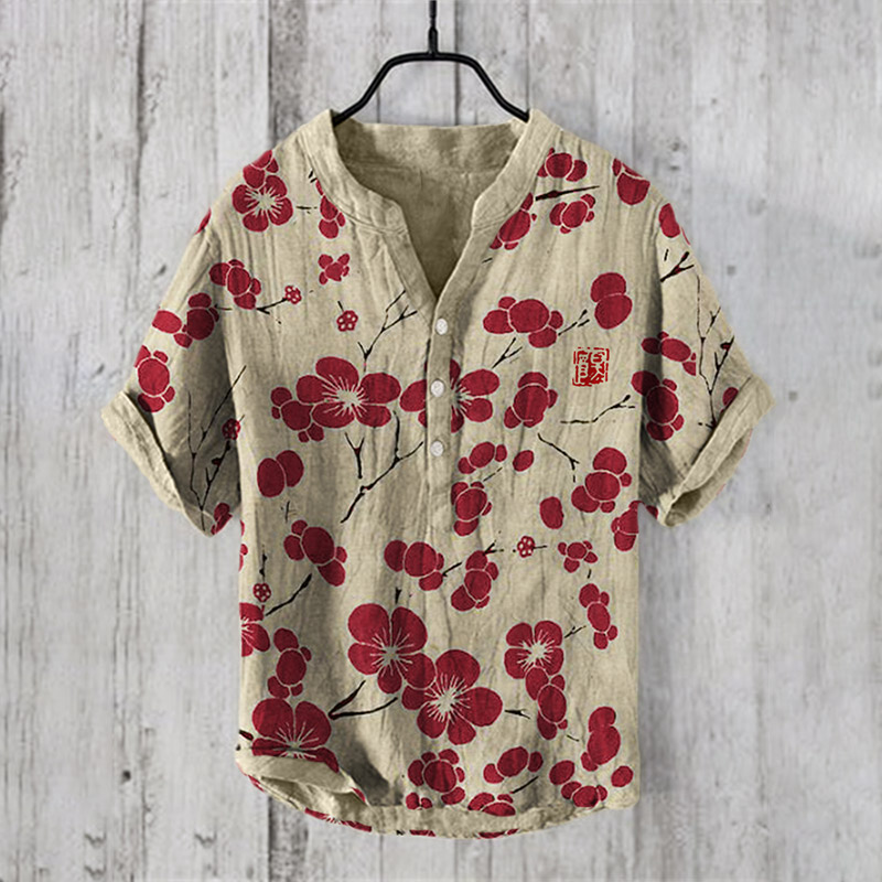 Cherry Blossom Japanese Lino Art Print Shirt