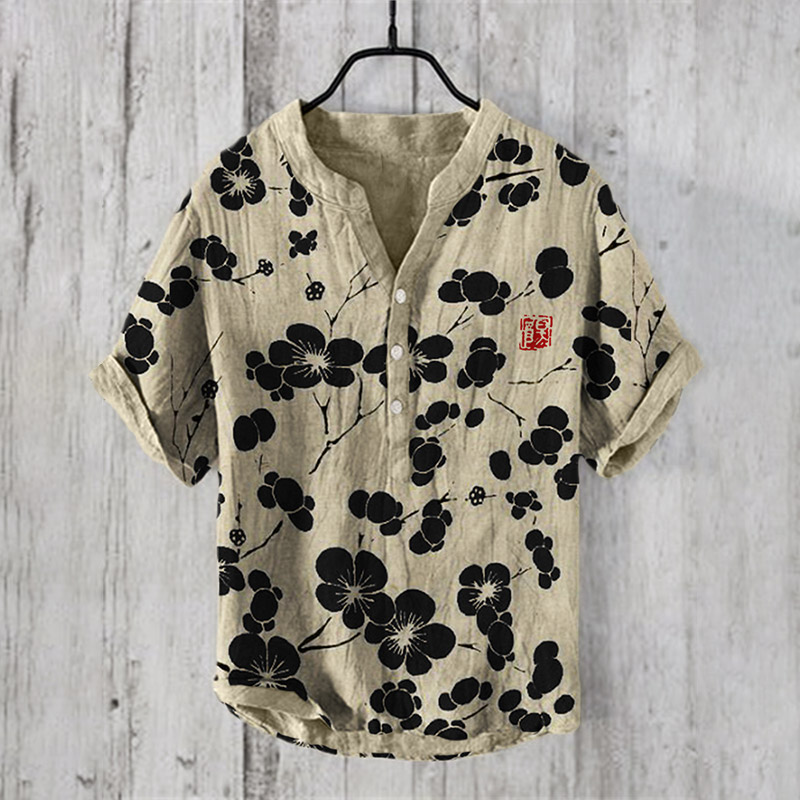 Cherry Blossom Japanese Lino Art Print Shirt