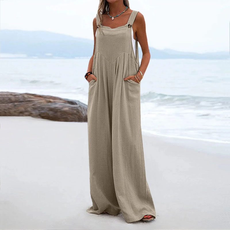 Women's Casual Solid Colo Pocket Jumpsuit