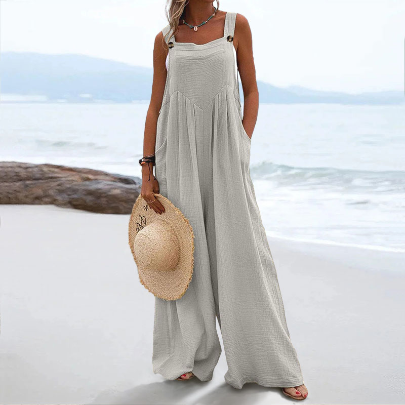 Women's Casual Solid Colo Pocket Jumpsuit