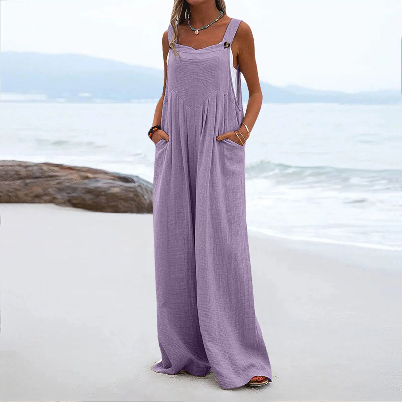 Women's Casual Solid Colo Pocket Jumpsuit