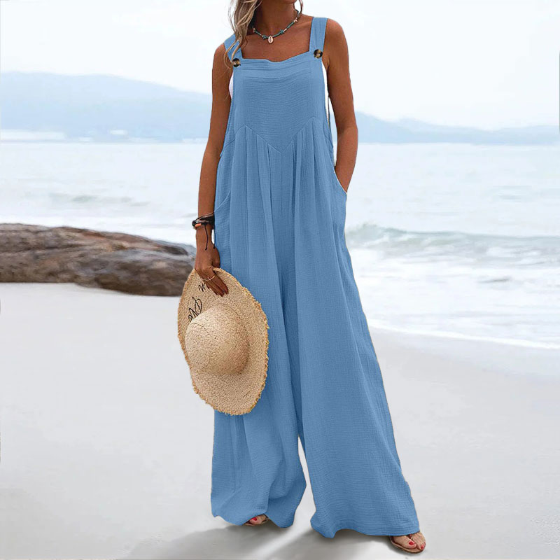 Women's Casual Solid Colo Pocket Jumpsuit