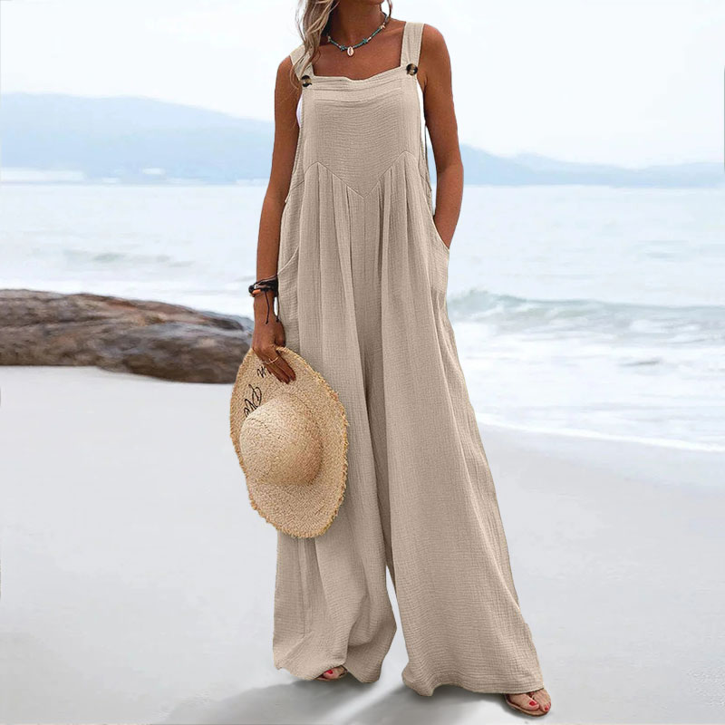 Women's Casual Solid Colo Pocket Jumpsuit