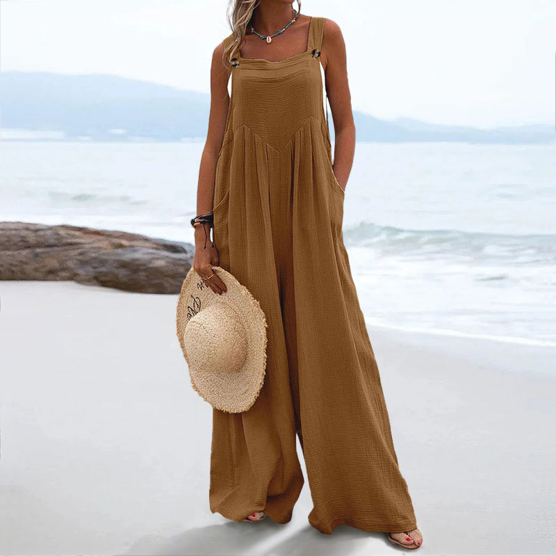 Women's Casual Solid Colo Pocket Jumpsuit