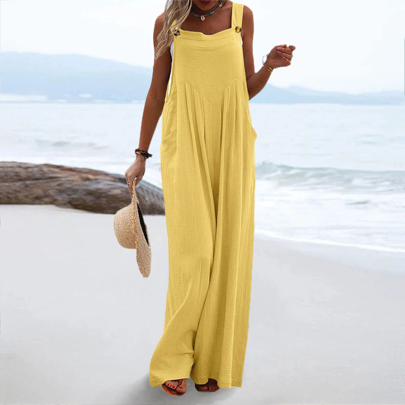 Women's Casual Solid Colo Pocket Jumpsuit