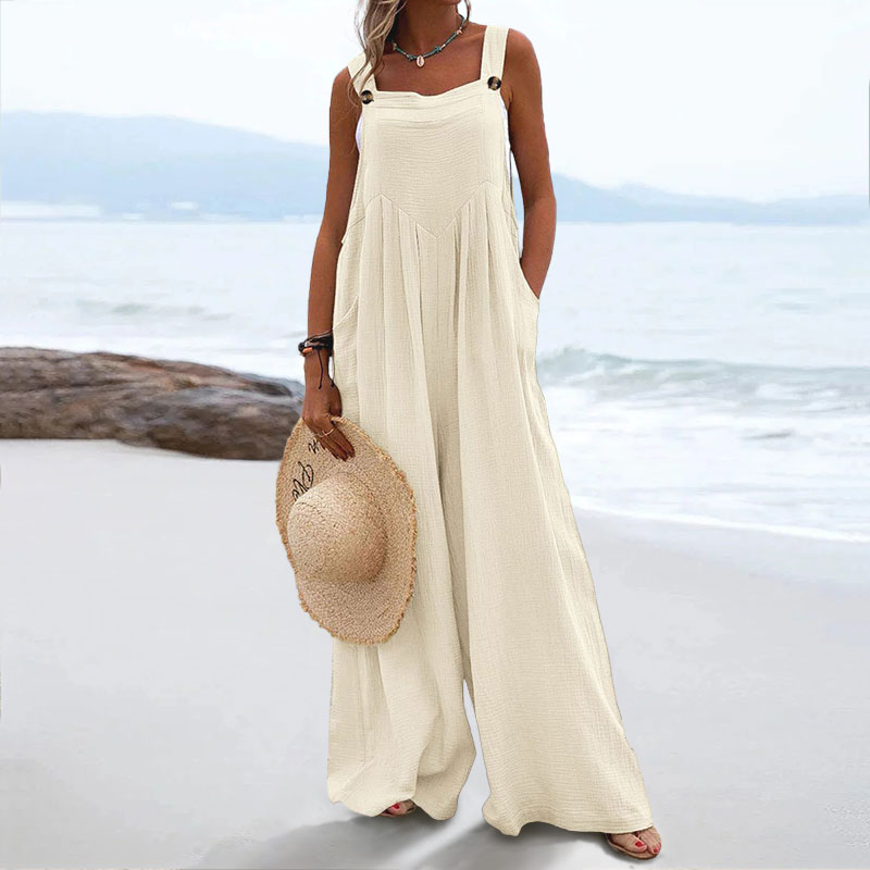 Women's Casual Solid Colo Pocket Jumpsuit