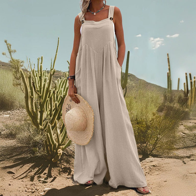 Women's Casual Solid Colo Pocket Jumpsuit