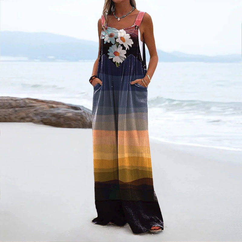 Women's Ethnic Print Casual Wide Leg Jumpsuit